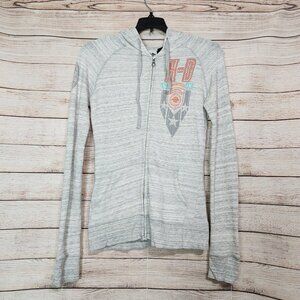 Harley-Davidson Women's Gray Rhinestone Logo Graphic Zip Up Hoodie Size XS